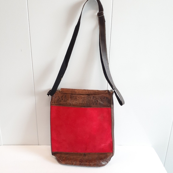 Arte Peruvian Leather Suede Boho Crossbody Purse - Picture 5 of 7